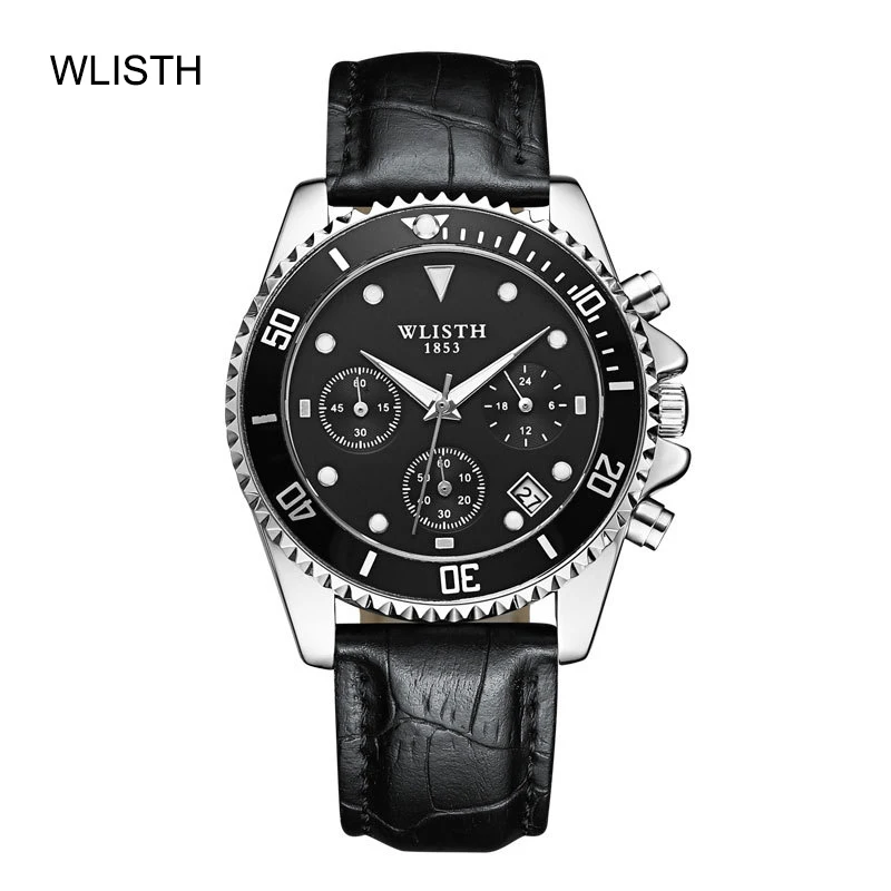 

Wlisth 2019 Top Brand Professional Custom Gift Watch Men's Three-eye Six-pin Business Luxury Watches Waterproof Luminous Quartz