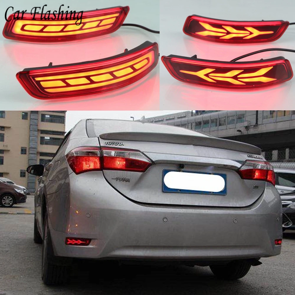 

Car LED Rear Fog Lamp Bumper Light Brake Light Dynamic Turn Signal Reflector For Toyota Corolla Altis 2014 2015 2016 2017 2018