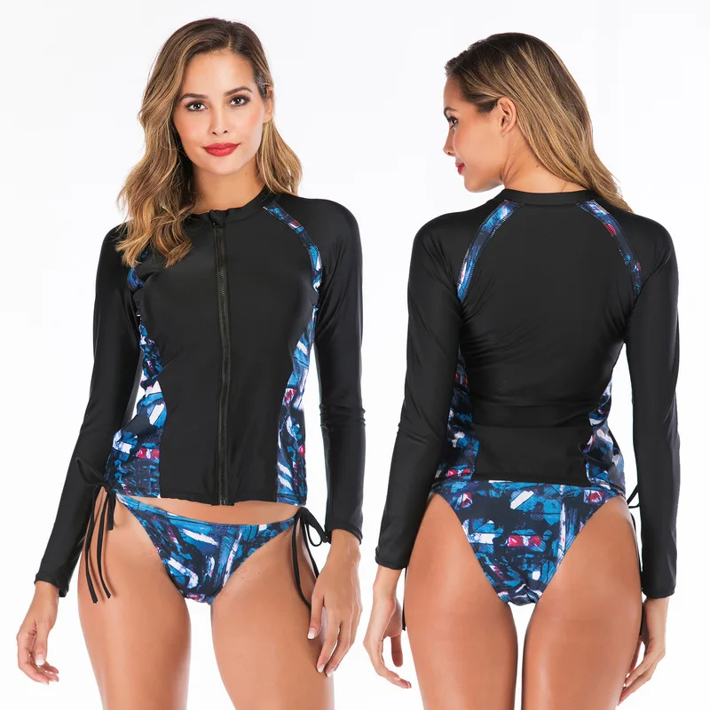 Купальник с длинным рукавом женский купальник закрытый для Rushguard Surf Animal из