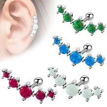 1 шт., опал, пирсинг хряща, хирургическая стальная штанга с опаловым камнем, Спиральные серьги, серьги, 16 г, сексуальные девушки, пирсинг, ювелирные изделия