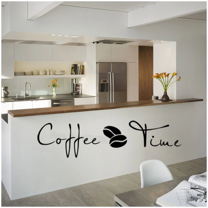 

Minimalist Style Design Decal Coffee beans Time Wall Sticker Home Decor Living Room For Rest Area Self-adhesive Murals YY644
