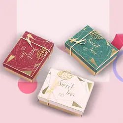 20 шт Подарочная бумажная коробка День рождения Свадьба День Святого Валентина вечерние бумажные коробка с лентой золото декоративное перо