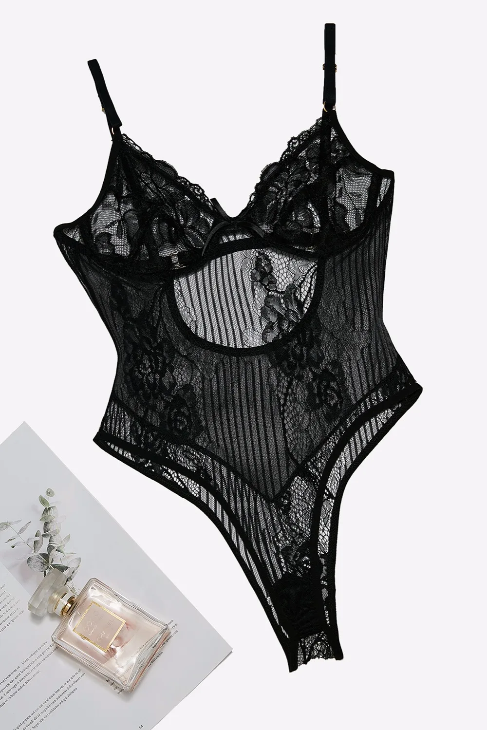 Black-Yummy-Scalloped-Lace-Teddy-Lingerie-LC32095-2-19