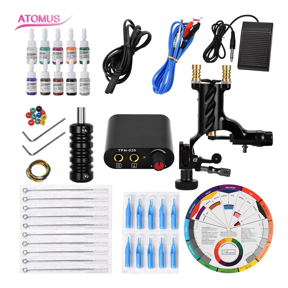 

Tattoo Professional Complete Tattoo Kit for Beginner Ink set Needles Power Supply Grip Carry Case Needles Tattoo Power Supply