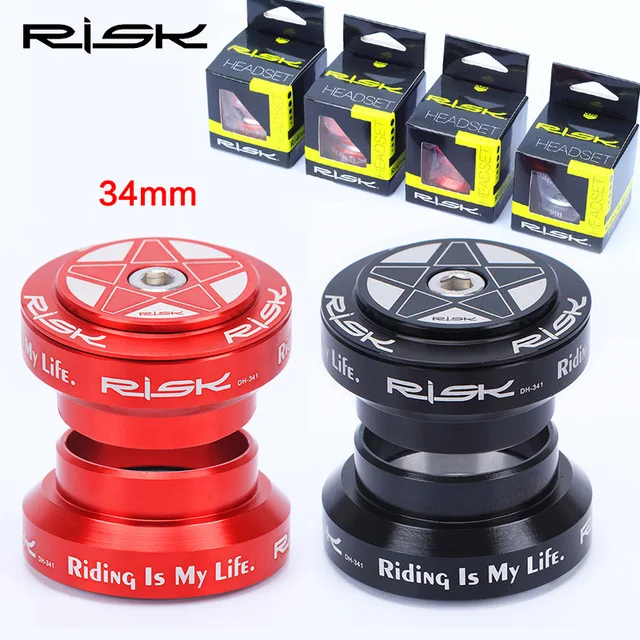 

RISK Brand 34mm Bicycle External Headset Aluminum Alloy MTB Road Bike 28.6mm (1 1/8") Straight Steerer Fork Bearings Headset