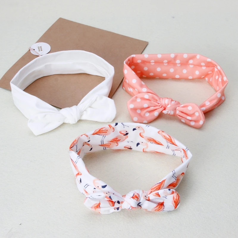

3Pcs/Set Cute Rabbit Ear Headwear Elastic Baby Headband Cotton Bowknot Hairband