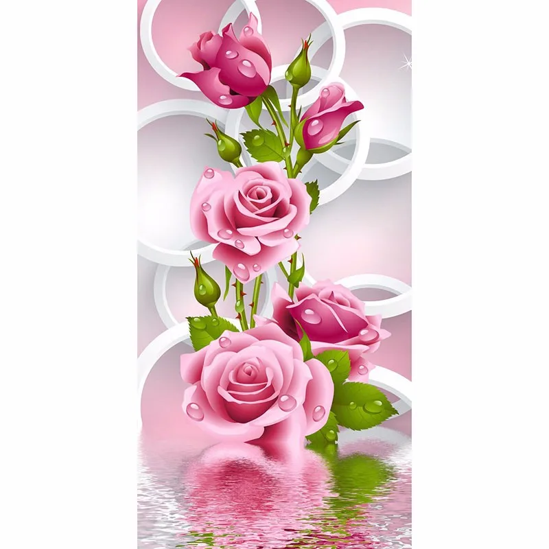 

Mosaic 2017 5D DIY Diamond Painting Pink Rose Flower Wall Sticker Embroidery Full circular Diamond Cross Stitch Rhinestone