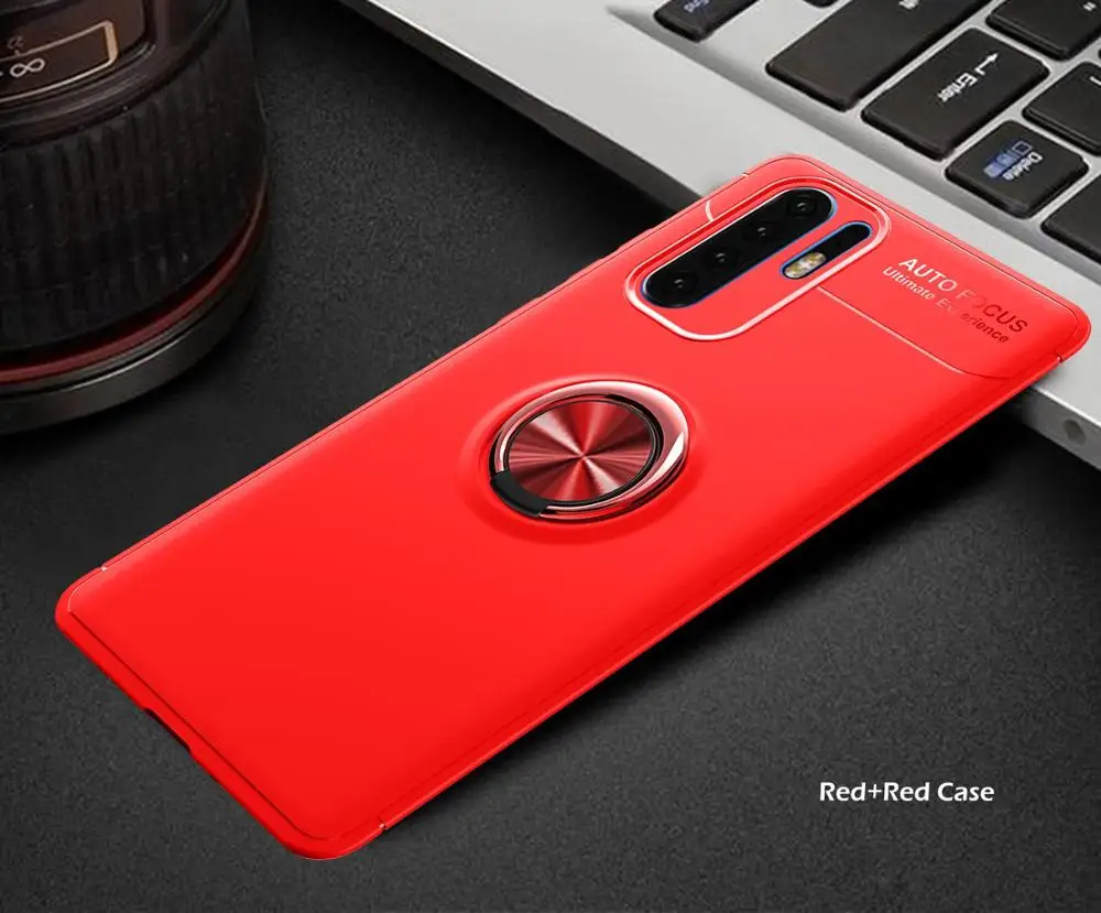 Red Роскошный автомобильный Магнитный кольцевой мягкий чехол для huawei P30 Pro P20 Lite полный чехол для huawei P20 P30 TPU противоударный бампер чехол - Цвет: Red