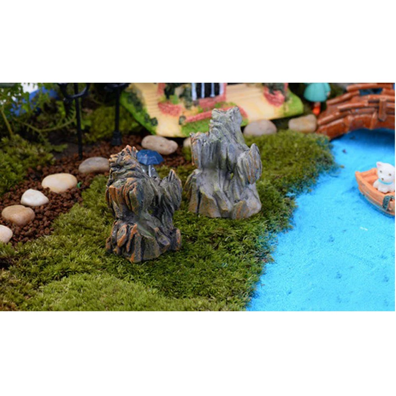 

Stone Hill figures decorative mountain mini fairy garden animals statue miniature figurine Moss micro landscape ornaments resin
