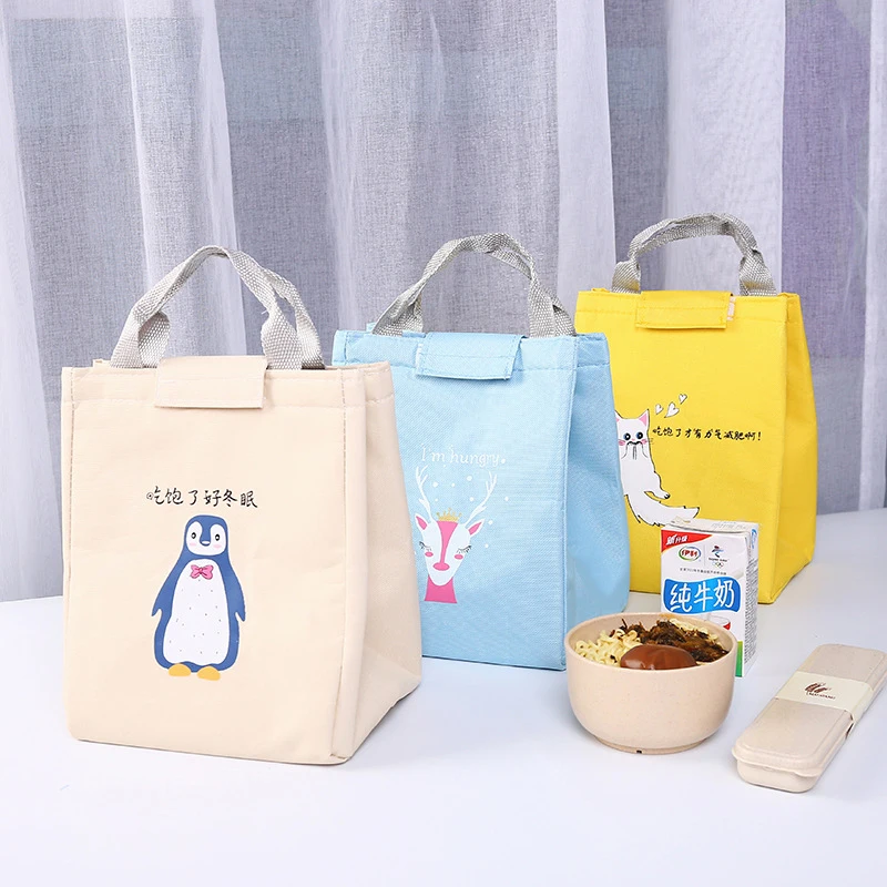 

Large Portable Lunch Bag Oxford Cloth Thermal Bento Insulation Storage Bag Thicken Cooler Cute Penguin Food Picnic Lunch Bags
