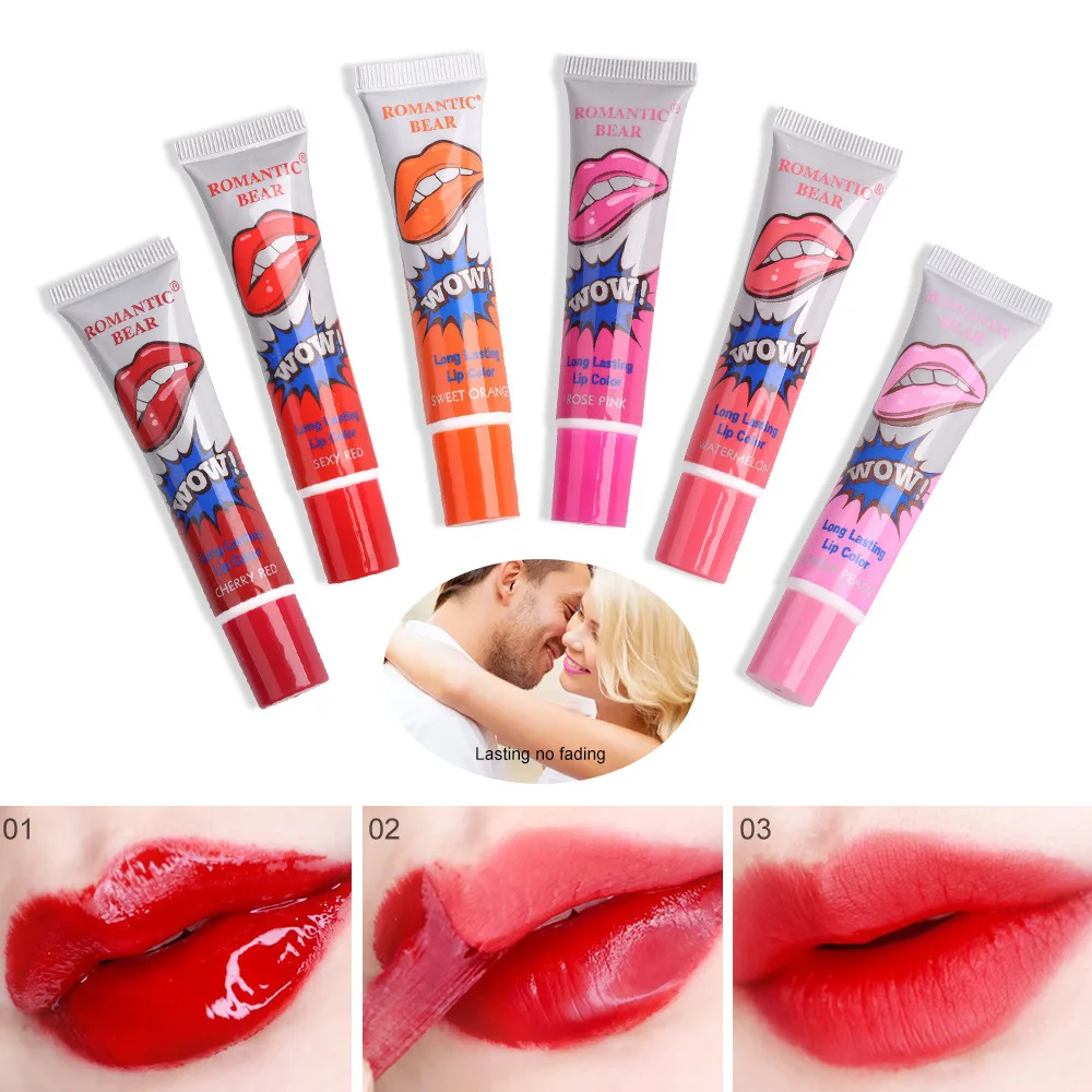 

Romantic Bear 1PCS Amazing 6 Colors Waterproof Liquid Makeup Lip Stick Long Lasting Lipstick Tint Tear Pull Lip Gloss 403