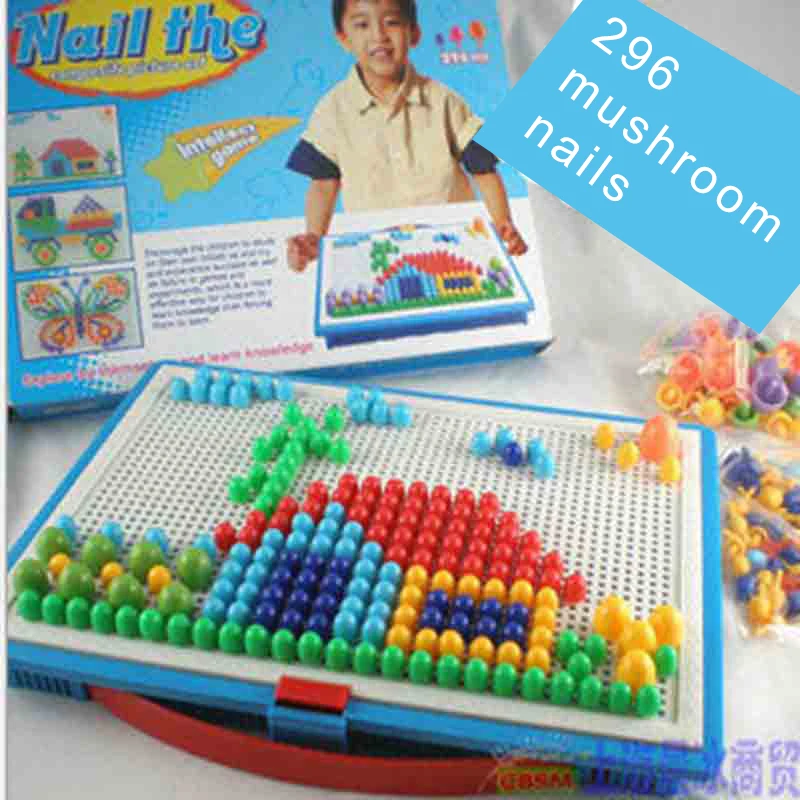 

Kids 3D Mosaic Puzzles Board Montessori Colorful Buttons Assembling Mushrooms Nails Kit Baby Kids Enlightenment Educational Toys