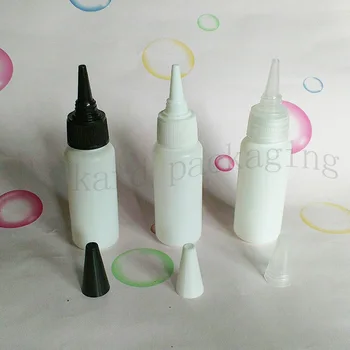 

100pcs 30ml empty white plastic bottles with pointed mouth caps ,1oz e-liquid empty jam bottle containers with lid , shower gel
