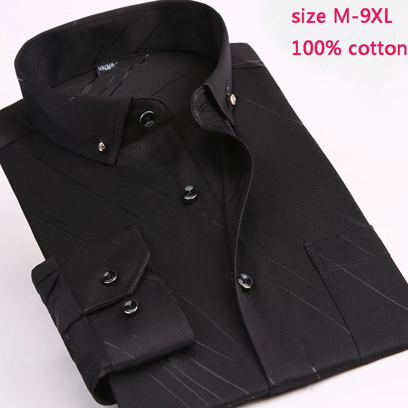 

new arrival fashion Striped Men Long Sleeve Spring Extra Large 100%Cotton Printed Casual Dress Shirts plus size MLXL2XL-8XL 9XL