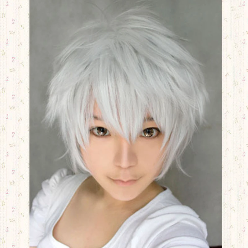 

Akise Aru Silvery Grey Cosplay Short Anime Wig hair + Wig Cap