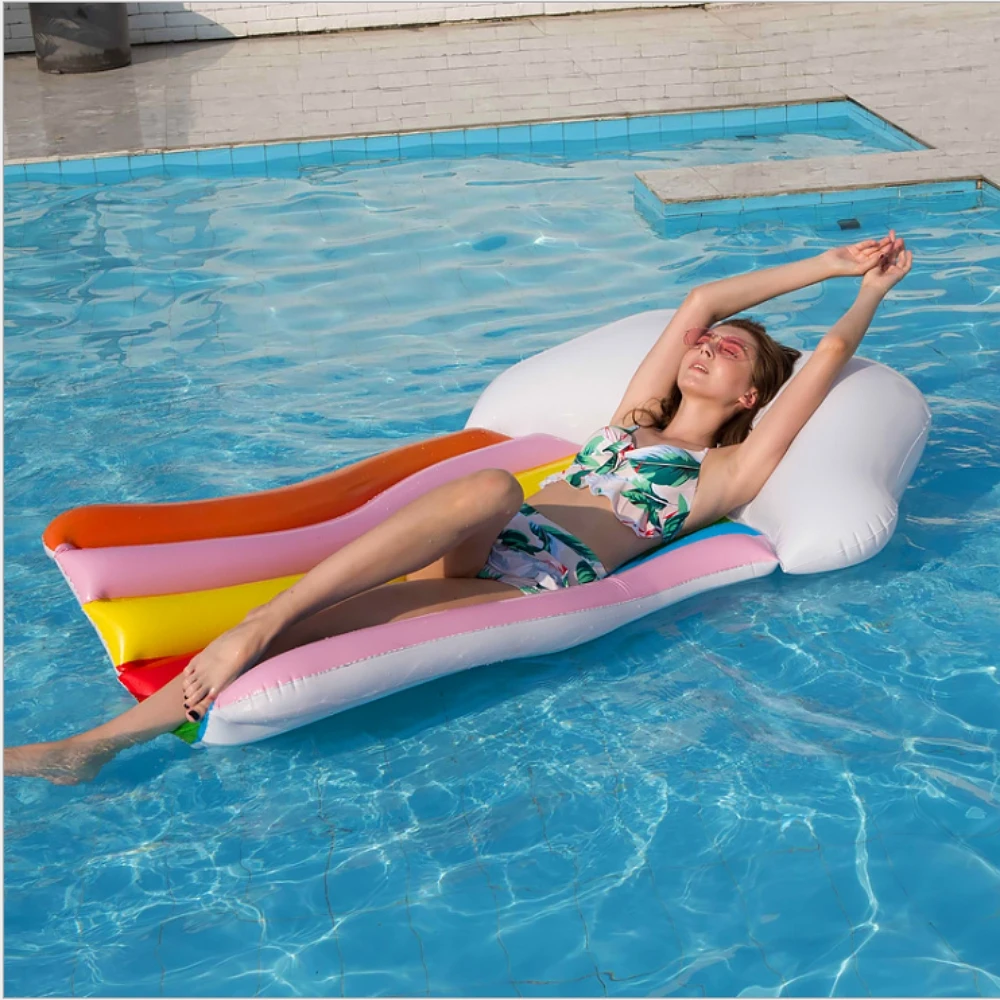 

Adult Inflatable PVC Water Bed Rainbow Pool Float Air Mattress for Swimming Pool Lounger Inflatable Pool Raft Kids Water Sport