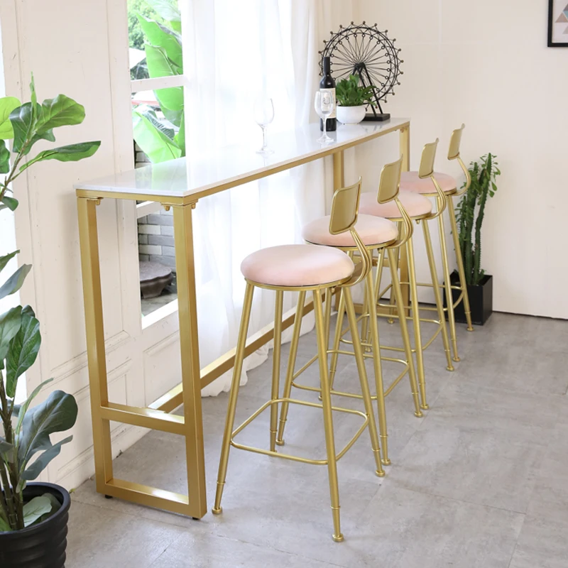 Nordic gold high back bar stool casual coffee chair creative dining bar chair Nordic gold high back bar stool casual coffee chair creative dining bar chair