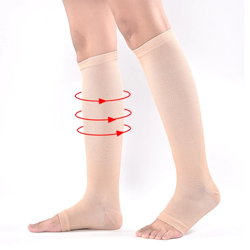 1 пара новая дышащая Для женщин Для мужчин унисекс Slim Leg Поддержка открытым носком сжатия зимняя более теплое колено носки