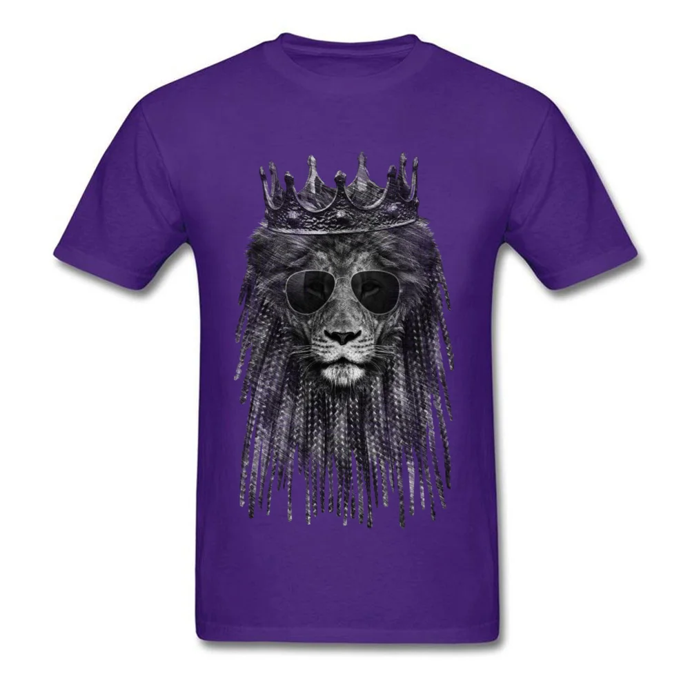 LION is KING Top T-shirts for Men Unique Summer Fall Tops Tees Short Sleeve Coupons Casual Tee Shirt O-Neck 100% Cotton LION is KING purple