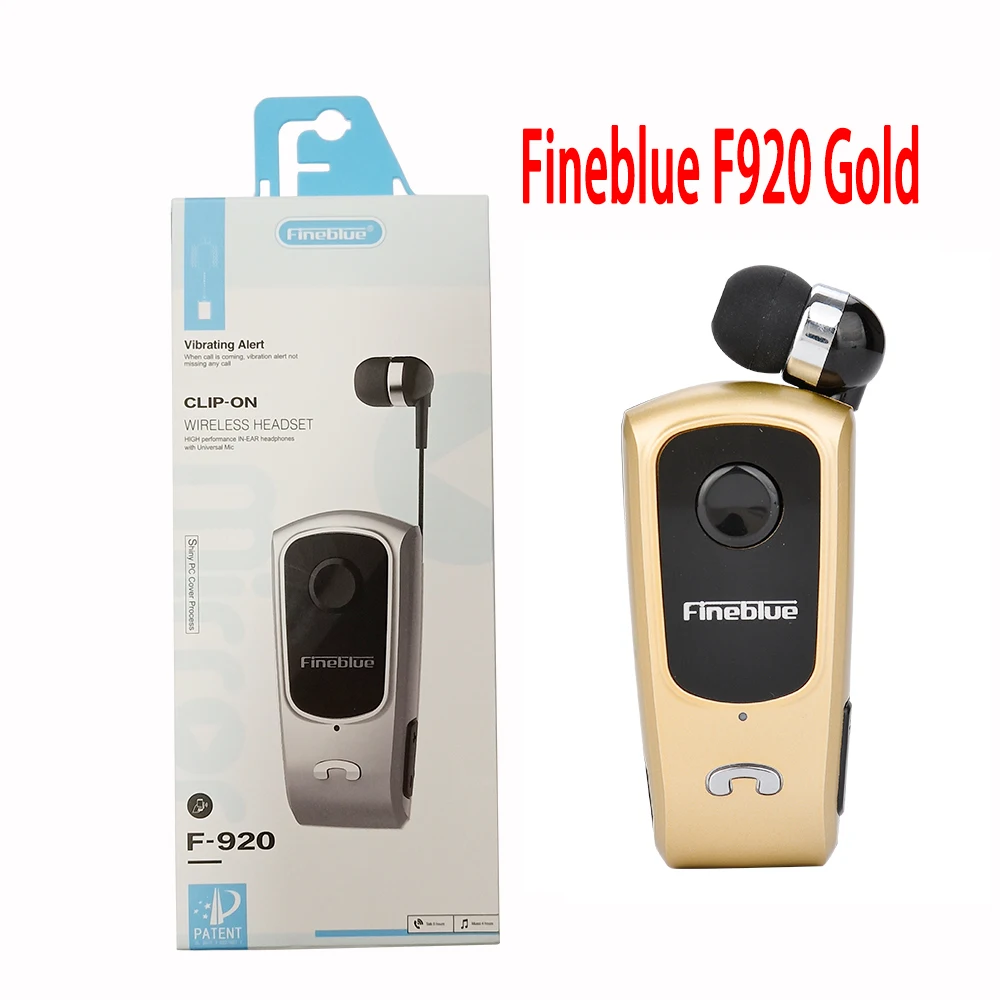 FineBlue F920 мини bluetooth-гарнитура, напоминающая вибрацию, износ, зажим, спортивные наушники для бега, для телефона - Цвет: F920 Box  Gold