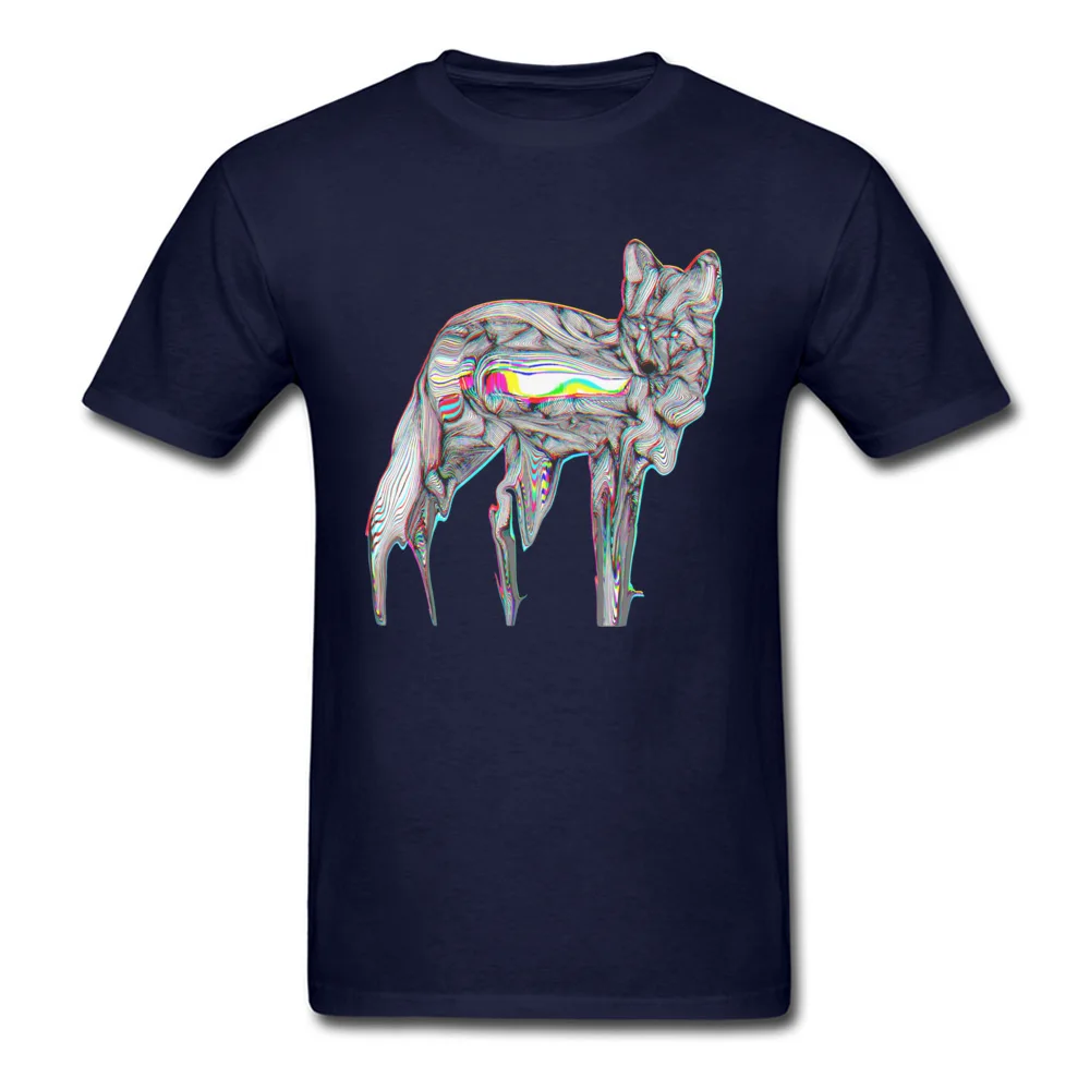 Glitch Fox 100% Cotton Casual Tops Shirt Cute Short Sleeve Men's Top T-shirts Design Summer Fall Tee-Shirt O Neck Glitch Fox navy