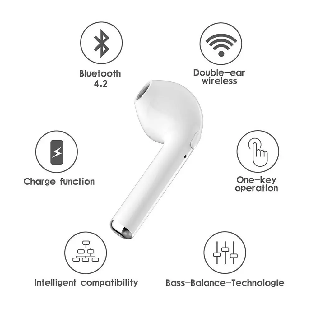 True Bluetooth Headset Wireless i7 TWS Wireless Earphones Casque Sans Fil Charging Box Wireless Earpiece Bluetooth Earphones 