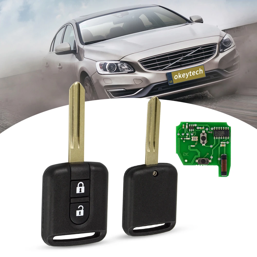 Ceny Okeytech 2 przycisk 433Mhz ID46 PCF7946 Chip pilot z kluczykiem samochodowym dla Nissan Elgrand X TRAIL Qashqai Navara Micra uwaga NV200 kluczyk