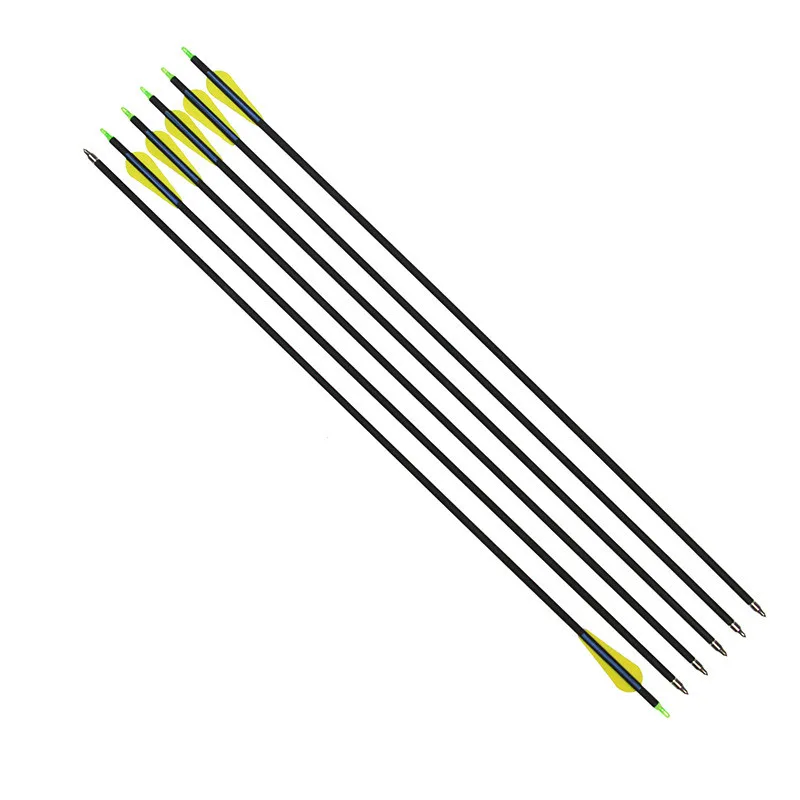 

6 PCS 7.6 MM Rubber Feather and Mixed Carbon Arrow Compound Reverse Archery Deflection 500 Archery Equipment