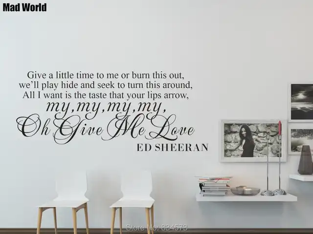 Mad World Give Me Love Song Lyrics Wall Art Sticker Wall Decals