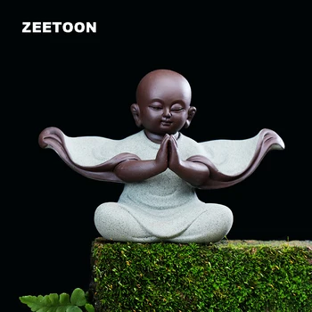 

Zen Purple Clay Tea Pets Cute Monk Statues Zisha Figurines Tea Ceremony Decor Teaware Accessories Crafts Boutique Souvenir Gift