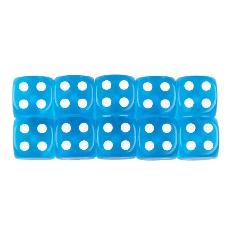 10 шт. 14 мм детские мини-игры Акриловые 6 сторон кубики для настольная игра бар азартные игры клуб вечерние аксессуары - Цвет: Синий