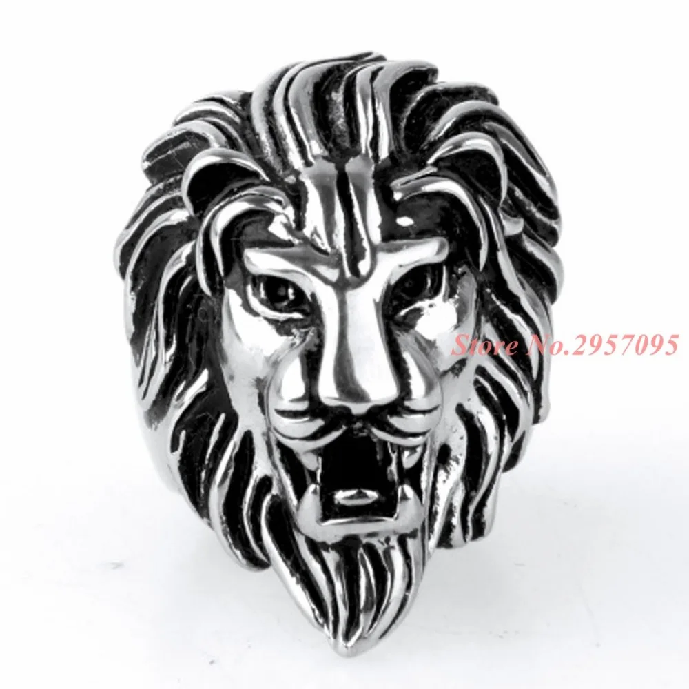 

HIP Punk Gothic Casting Lion Head Shaped Ring Silver Gold Black Stainless Steel Ring for Men Jewelry Free Shipping