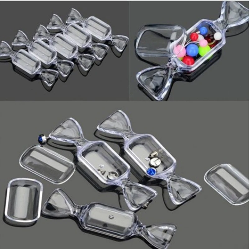 

10 Pcs Candy Box Storage Container Transparent Clear Plastic Box Case Container for Earring Beads Buttons Medicine Jewelry Box