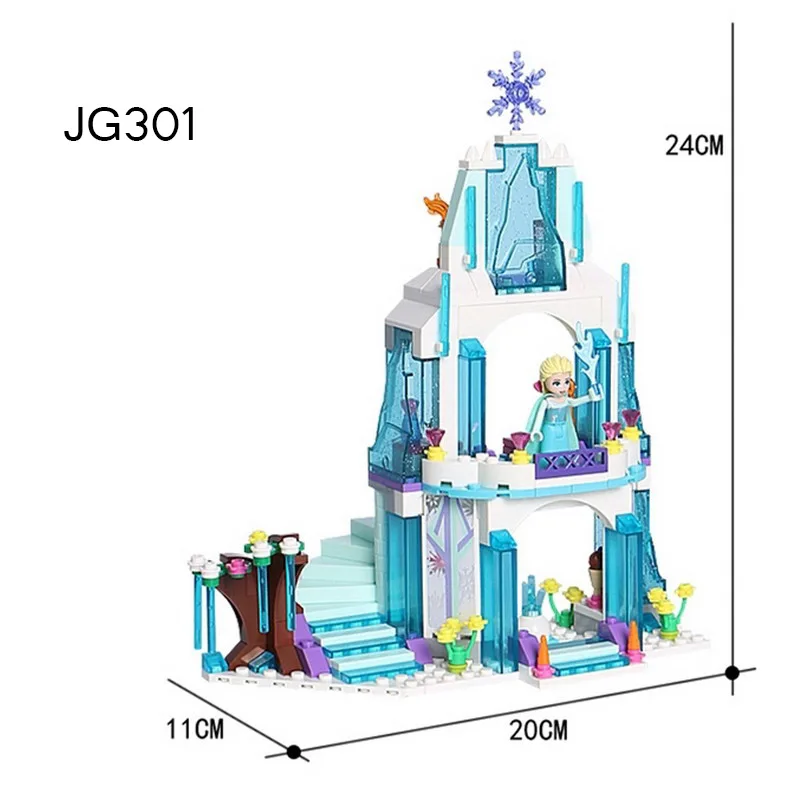 

JG301 Dream Princess Elsa Ice Castle Princess Anna Set Model Building Blocks Gifts Toys Compatible With Legoing Friends