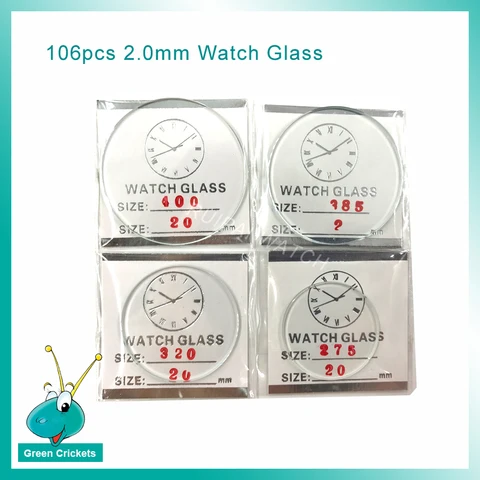 Relógio de Vidro de Relógio para Relojoeiro 2.0mm de 24mm a 50mm Tamanho de 2 Atacado Assista Cristais Redonda Plana Cada Pcs Cristal Mineral 106 Pçs – Set