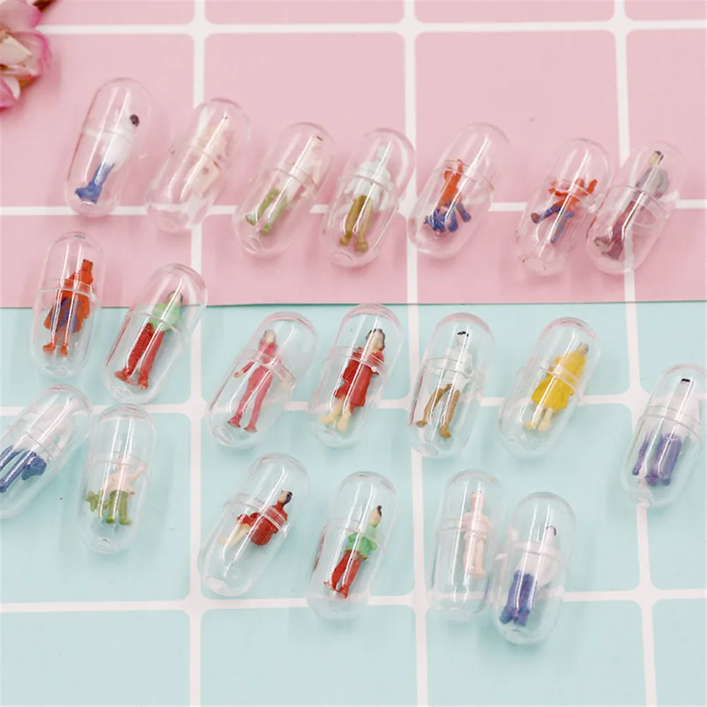 

10pcs Case For iPhone DIY Capsule Pills Colorful Person TPU Soft Transparent Phone Cover Cases Full Clear Color diy decor craft