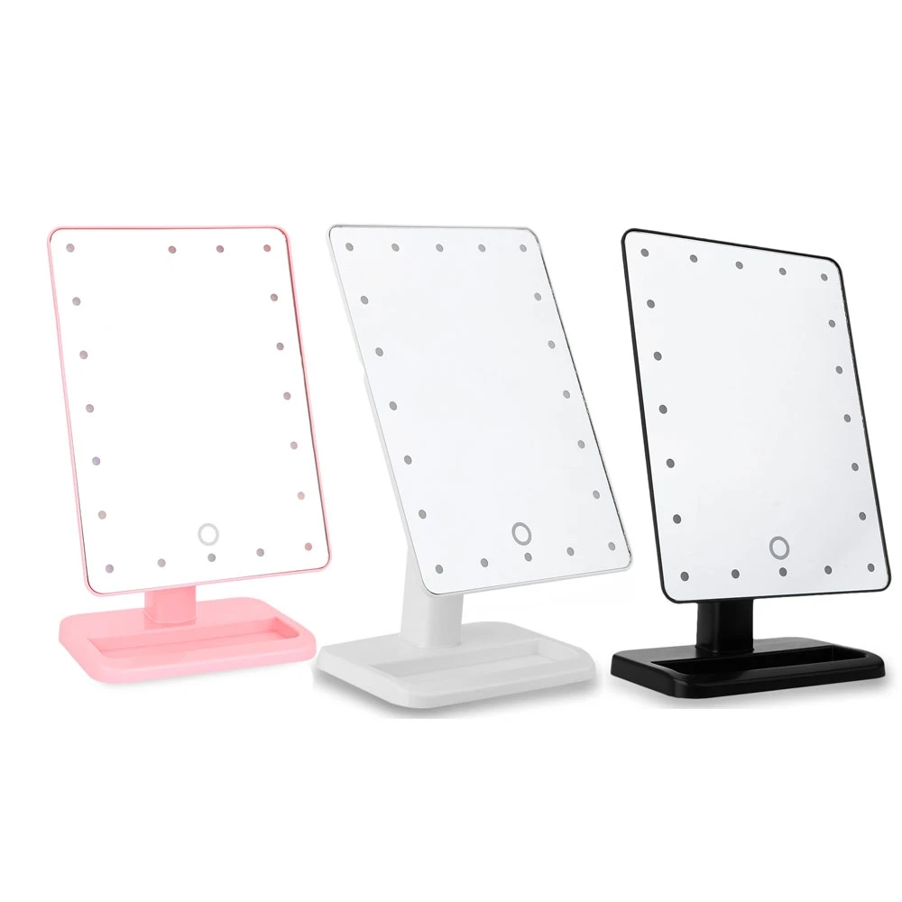 Portable Makeup Mirrors Folding Table 20 LEDs Lighted 180 Rotating