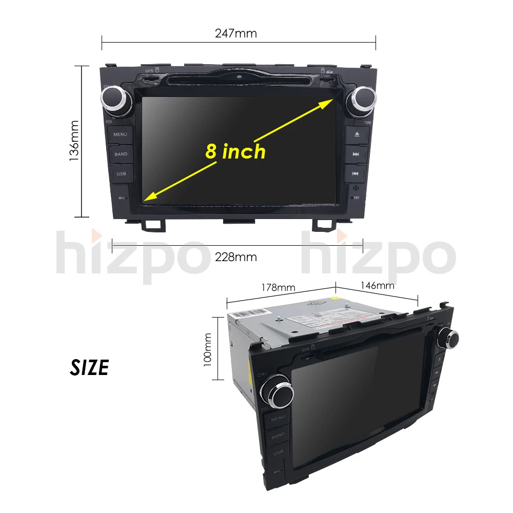 Hizpo HD экран автомобиля DVD Радио GPS Мультимедийный проигрыватель для Honda CRV CR V 2007 до