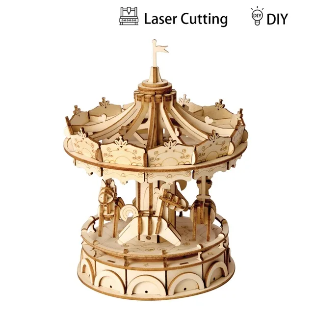 

Robotime DIY 3D Wooden Merry-Go-Round Puzzle Game Gift for Children Kid Friend Nice Decor Model Building Kits Popular Toy TG404