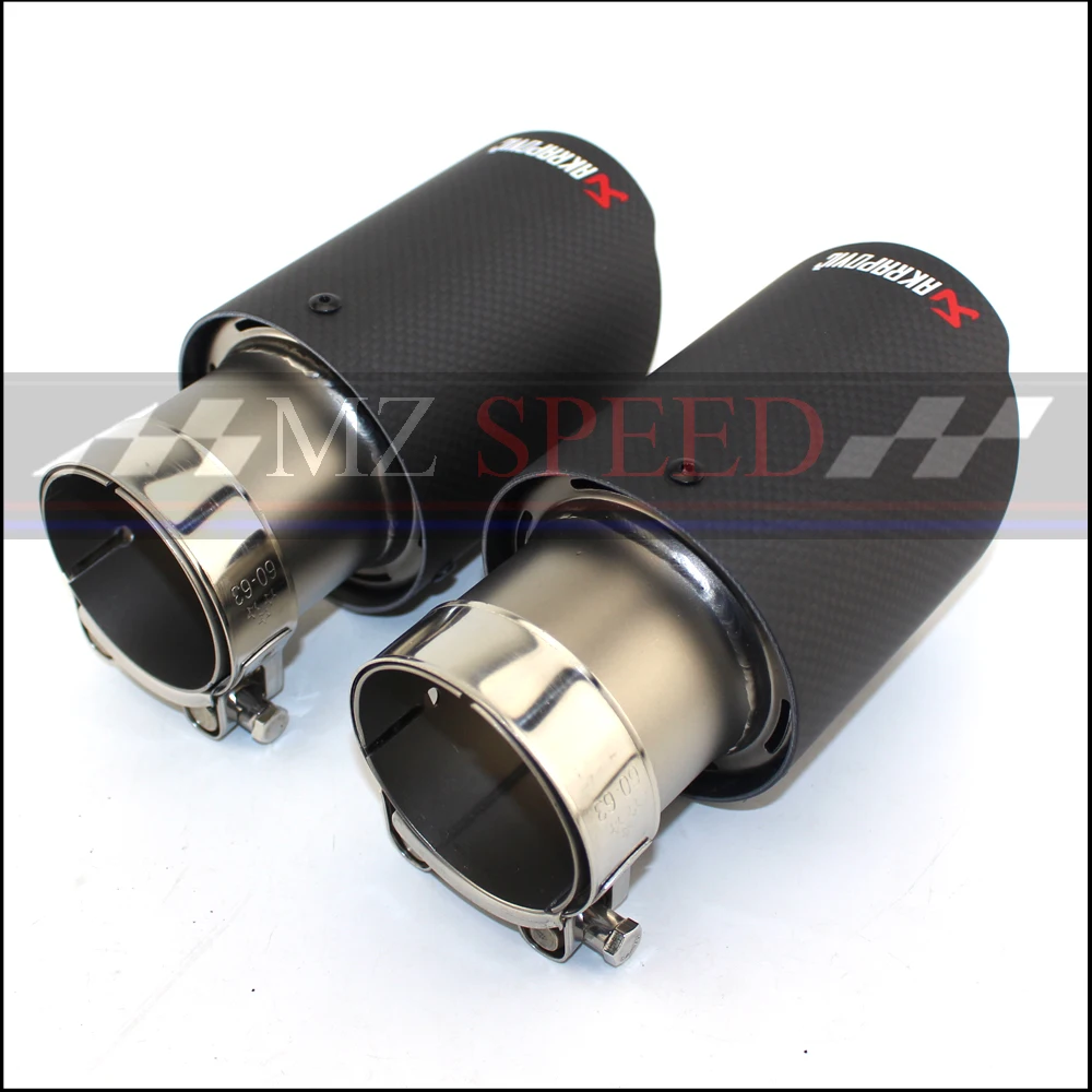 

1Pcs car styling Carbon fiber + stainless steel universal Auto akrapovic exhaust tip tailtip end pipe for bmw V W golf
