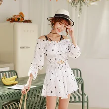 Женский купальник, 2 шт.,, пуш-ап, две отдельные юбки, на косточках, с кронштейном, высокая талия, три, для плавания, спандекс