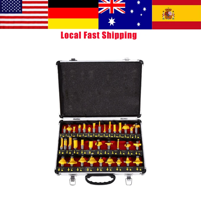 

35Pcs/Set 1/2 Inch Shank Router Bits High-grade Alloy Milling Cutter Router Bit Set Woodworking Cutting Tool end mill trimmerSet