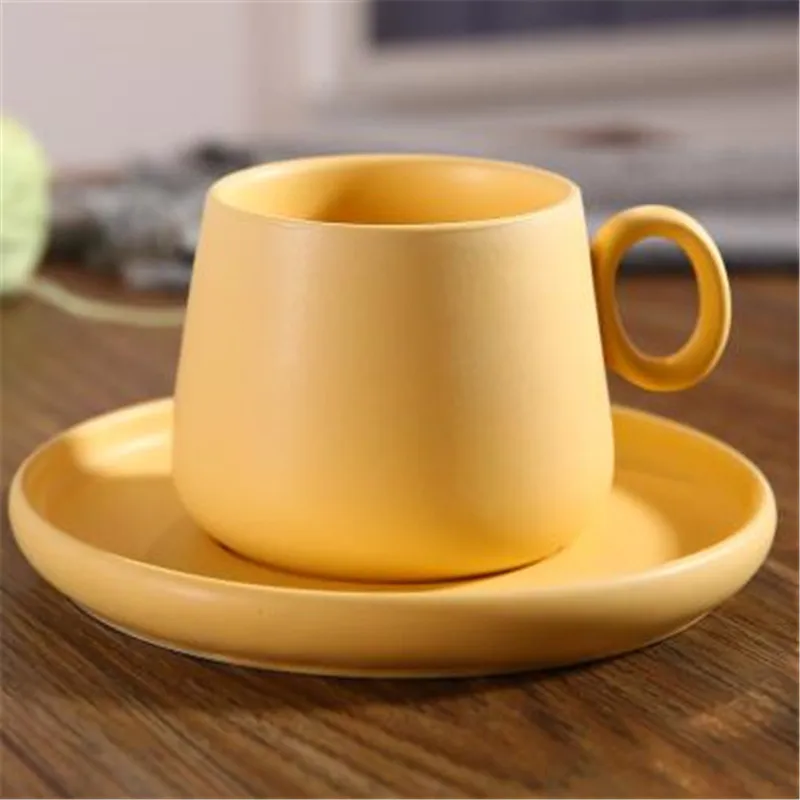 2 шт./компл. в скандинавском стиле Европейская чашка для кофе набор керамическая кружка INS чашка - Цвет: Оранжевый