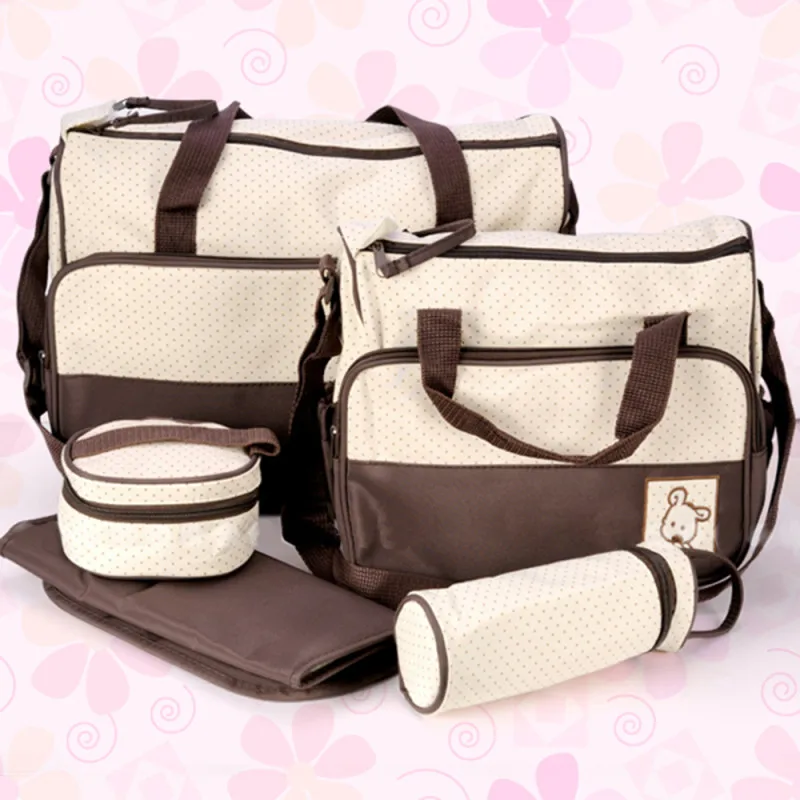 5 шт./упак. Модная мама Материнство сумка для переноски подгузников большая Ёмкость для детских подгузников, сумка дизайнерская коляска, сумка-рюкзак для ухода за ребенком HWC