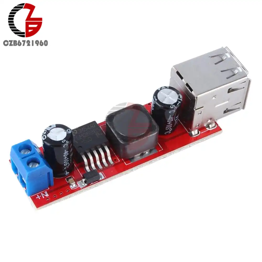С источником питания от постоянного тока, 6 V-40 V до 5V 3A Dual USB DC-DC Шаг вниз Мощность преобразователя постоянного тока понижающий трансформатор для авто заряд LM2596 DC 12V 24V - изображение