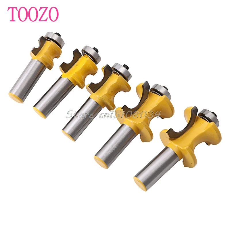 

5Pcs/Set 1/2" Shank Tenon Half Round Bullnose 3/8,5/16,1/4,3/16,1/8 Router Bits #S018Y# High Quality