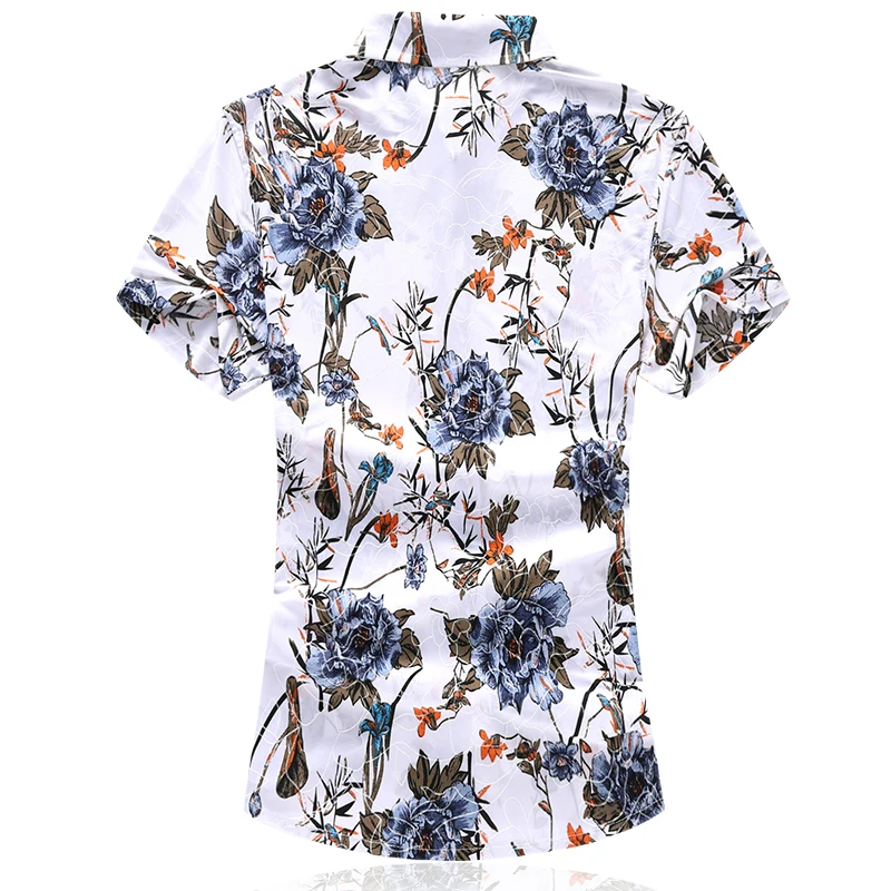 2019 новый летний Для мужчин рубашка Slim Fit короткий рукав модный принт Костюмы тенденция Повседневное мужской Цветок Гавайская рубашка плюс