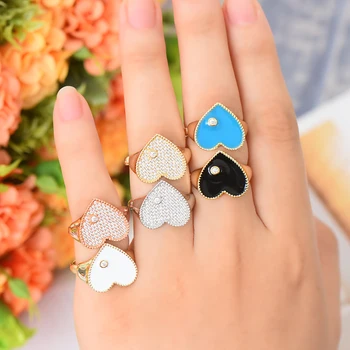 

GODKI Trendy Heart Ring Luxury Flower Wheel CZ Cubic Zircon CZ Ring for Women Bridal Engagement Wedding Dubai Finger Rings
