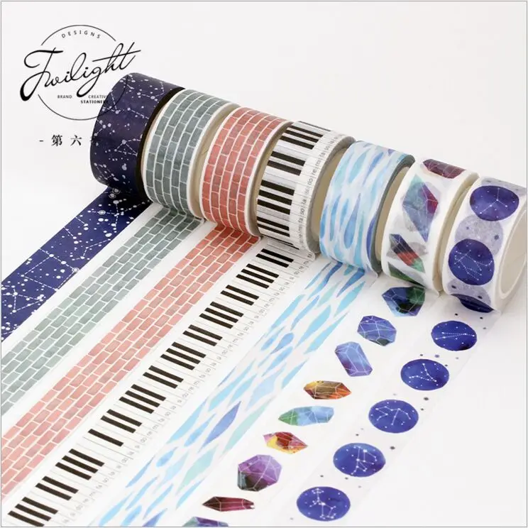 

13 Designs Let Dream Fly Blue Starry Sky Crystal Stones Decorative Washi Tape DIY Diary Planner Scrapbook Lable Masking Tape
