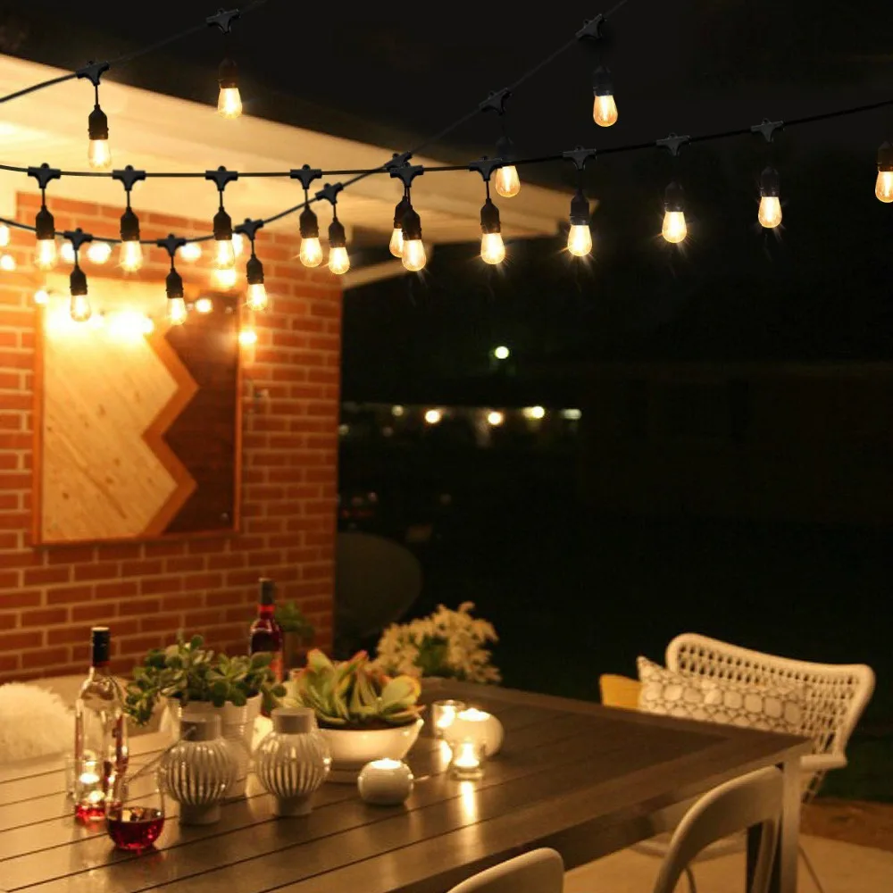 Tanbaby IP65 al aire libre de luz LED de cadena de 10 M de Cable negro con 10 4 W bombillas de Edison decoración perfecta para patio de fiesta de jardín - 4